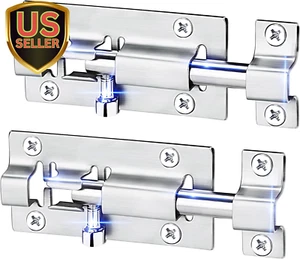 2 Pack Barrel Bolt Latch, Slide Bolt Latch 3 Inches Slide Latch Lock, Thickened - Picture 1 of 8