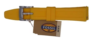 FOSSIL YELLOW 18MM SILICONE WATCH STRAP BAND SILVER BUCKLE Original NEW - Picture 1 of 6