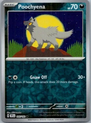 Poochyena SV05: Temporal Forces 105/162 Near Mint NM Reverse Holo - Image 1 of 2