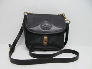 vintage Dooney & Bourke Carier Crossbody Bag Black Leather Shoulder Bag