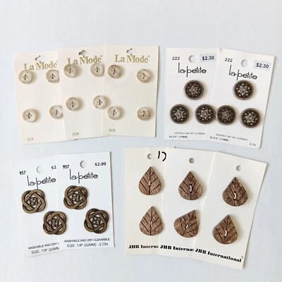 Lot of 4 Sets of Neutral Tan/Brown Buttons 1/2"-1" La Mode La Petite JHB Interna - Image 1 of 4