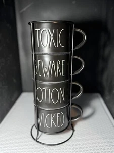NEW Rae Dunn Halloween "Toxic, Beware, Potion, Wicked" Stack Mug Black (Z63) - Picture 1 of 6