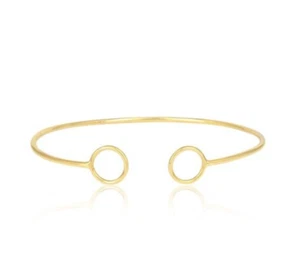 Open Circle 925 Silver Gold Wire Open Cuff Bangles For Mother Annerversery Gift - Picture 1 of 6