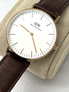 Daniel Wellington Watch Classic B36R4 White Round Dial Brown Leather Strap 36mm - Picture 1 of 13