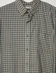 Wrangler Riata Button Shirt Men’s Sz XXL (MR2091A) Beige Green Black Plaid - Picture 1 of 9
