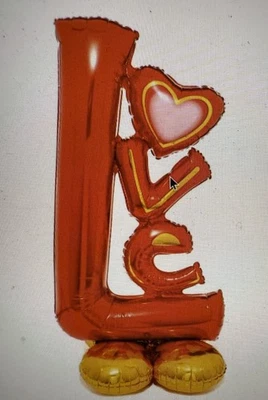 Anagram Balloon LOVE Red SCRIPT FOIL Wedding Valentines 58" Tall Extra Large 3 - Image 1 of 4