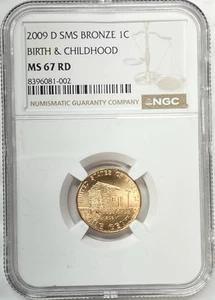 2009-D 1C SMS Bronze Lincoln Bicentennial Birth & Childhood -NGC MS67 RD - Picture 1 of 2