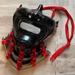 Samurai Menpo Rüstung Yoroi Gesichtsmaske tragbar handgefertigt Japanisch Japan - Bild 1 von 12
