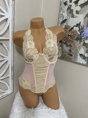 VTG 90S FREDRICKS OF HOLLYWOOD large FAIRY SHEER LACE BODICE CORSET BRAND NEW! - Image 1 of 4