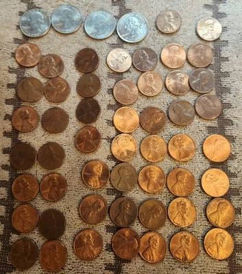 Roll Pennies One Cent Error Doubleing Lot 25 Cent Coins Quarters  Variety Year - Image 1 of 4