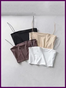 Camiseta sin mangas corta de verano para mujer 2025 sexy de algodón elástico sin mangas - Imagen 1 de 27