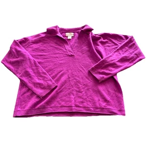 Suéter de cachemir Halston para mujer cuello fucsia pulóver mangas largas nuevo sin etiquetas $225 - Imagen 1 de 8