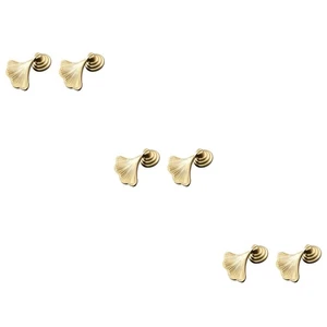 3pcs Brass Cabinet Knobs Handles Drawer Knobs Ginkgo Leaf Shaped Dresser Closet  - Picture 1 of 8