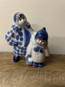 RARE Porcelain figurine Children at the Winter Court Vintage stamp Polone USSR - Picture 1 of 4