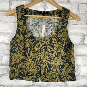 MADEWELL NWT 100% Linen Scoopneck Deep Shadow Crop Tank sz 0 NP010 - Picture 1 of 5