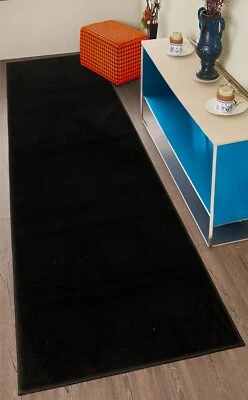 TAMAÑO PERSONALIZADO Alfombra Negra Antideslizante Lavable a Máquina Perfil Medio Corte Pila Foto 1 de 4