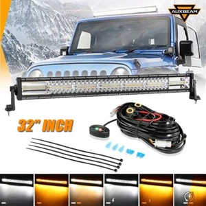 AUXBEAM 32"inch Strobe Flash LED Light Bar Amber White Offroad For Jeep Wrangler - Bild 1 von 12