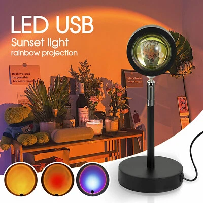 Romantic Sunset Projection Lamp LED Floor Rainbow Night Light Home Living Decor - image 1 of 4