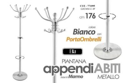 Attaccapanni Appendiabiti Piantana Portaombrelli Metallo base marmo Ganci Bianco - Immagine 1 di 4
