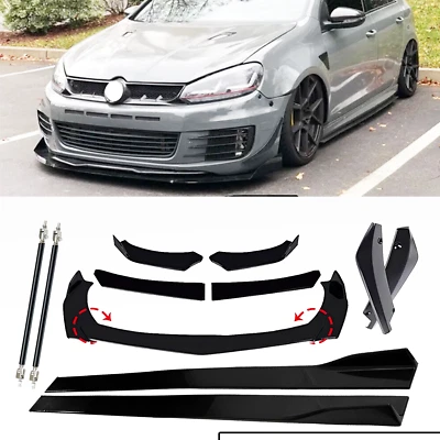 For Volkswagen Polo Front Bumper Lip Spoiler Splitter Rear Lip Side Skirt Body K Foto 1 de 4