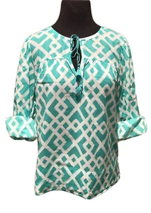 Blusa túnica top estampado verde talla pequeña Vineyard Vines de algodón popover para mujer - Imagen 1 de 9