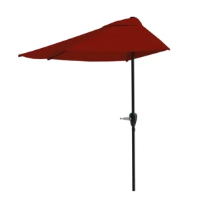 Market Umbrella Patio Canopy Outdoor Shade Half round Aluminum Pole Red 9 Feet - Picture 1 of 12