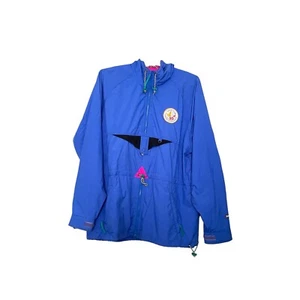 Helly Hansen Size XL Hooded Blue Color Block Windbreaker Pullover Yacht Club - Picture 1 of 13