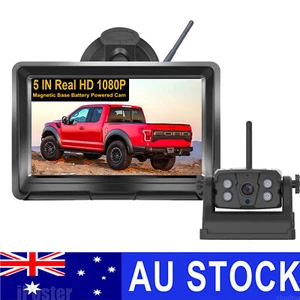 Wireless Magnetic Battery Powered IR Backup Camera 5" Monitor 50m For Trailer RV - Picture 1 of 12