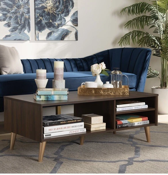 solid wood coffee table with storage - Image 1 of 3