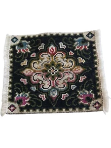 Dollhouse Miniatures French Knot Fringe Aubusson Style Rectangular Rug 8"x6.5" - Picture 1 of 11