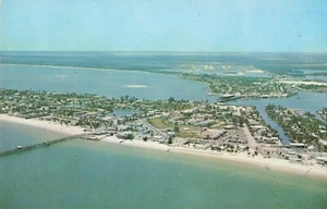 Ft. Myers Beach, Florida Postkarte Resort Gebiet Angeln Pier Antenne ca. 1960er O9 - Bild 1 von 2