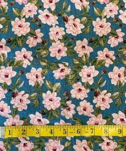 Fabric Legacy Studio Teal Floral Toss Pink 100% Cotton Quilt 1.5 Yard x 44" Wide - Picture 1 of 1