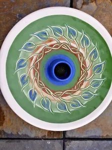 Letrero Kenzan de Cerámica Raku Ikebana Estudio Japonés Yin Yang Feng Shui PAVO REAL - Imagen 1 de 5