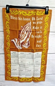 Vintage 1973 Bless This House Linen Fabric Wall Hanging Cloth Calendar - Picture 1 of 6