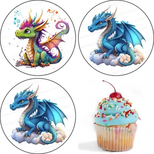 Drache Tortenaufleger Party Muffin Deko Geschenk Geburtstag Cupcake neu essbar - Bild 1 von 15