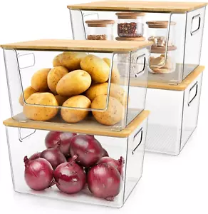 Stackable Storage Bin for Pantry Front Open & Enclosed Sets, Kitchen Counter Org - Picture 1 of 12