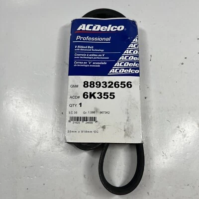 Cinturón serpentino Delco 6K355 CA para VW cupé Toyota Matrix Mini Cooper Beetle Foto 1 de 2