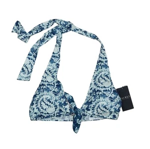 Ralph Lauren Size 4 Floral Tie Dye Printed Halter Bikini Top NWT Indigo Multi - Picture 1 of 2