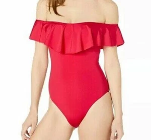 New Trina Turk Women’s Off The Shoulder One Piece Swimsuit In Red Size 6 - Picture 1 of 5