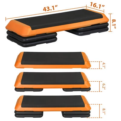 Elevadores Stepper Fitness Ejercicio Aeróbico Ajustable 43"" 4" - 6" - 8" Naranja Foto 1 de 4