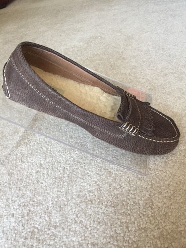 Scarpe mocassino UGG scamosciate pelle di pecora pelliccia di shearling kilt moka comode 7