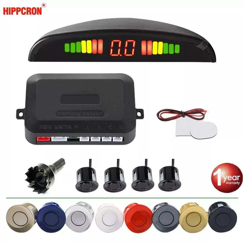 4 Sensors Car Reverse Parking Alarm System W/ LED Display Radar Sound Alert Kit - Image 1 of 4