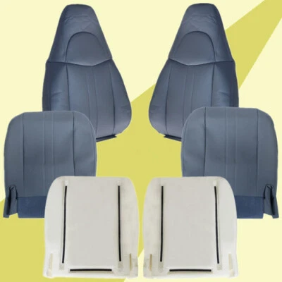For 2003-14 Chevy Express & GMC Savana Leather Seat Cover Foam Cushion Dark Gray - Image 1 of 2