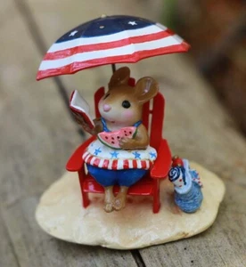Wee Forest Folk A SUNNY FOURTH WFF# M-708a, Fourth of July Beach Mouse LTD 2024 - Picture 1 of 1