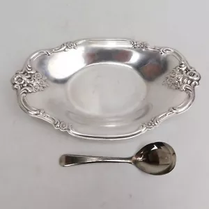 International Silver Company Silver Plated Serving Tray #448 w/ Plated Spoon - Picture 1 of 11