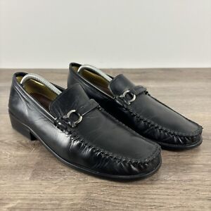 Salvatore Ferragamo Mens Sz 9 US Loafers Gancini Horsebit Slip On Black Shoes