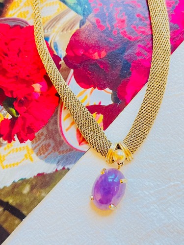 Christian Dior GROSSE 1961 Vintage Ametista Ovale Perla Ciondolo Maglia Collana