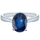 9x7 oval lab-created sapphire solitaire engagement sterling silver ring 925