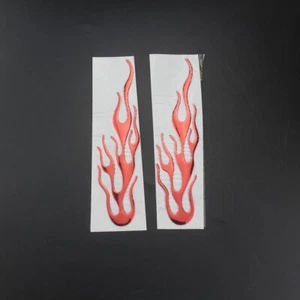 Pair Motorcycles Red 3D Flame Stickers Vinyl Decal Scooter Off-road Cafe Racer - Picture 1 of 6