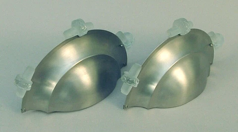 Vintage “Up-Light” French Art Deco Brushed Nickel Finish Wall Sconces by Petitot Cover